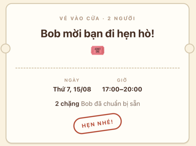 Thiệp mời chủ đề Vé hẹn hò